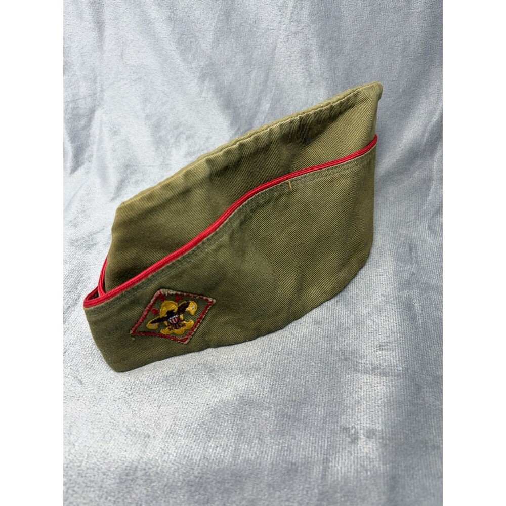 Vintage Boy Scout BSA Garrison Cap Hat Green Official Uniform Large See Desc.